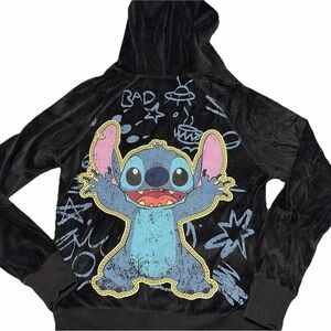 Disneyworld official Disney parks Stitch black velvet Womens hoodie Size Medium